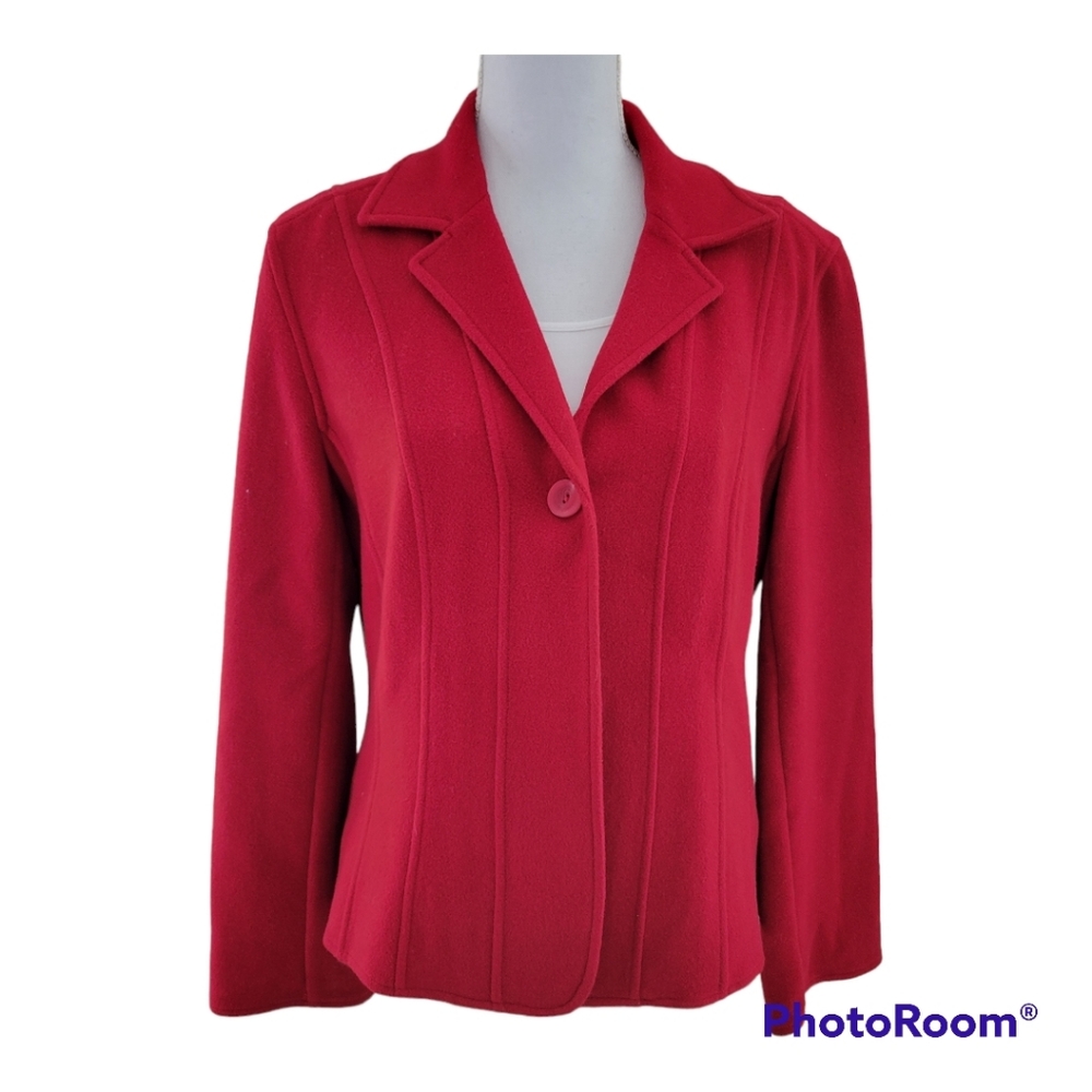 Jones Wear 12 Deep Red Wool Blend Paneled Jacket